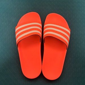 Adidas slides- hot orange! Size 8